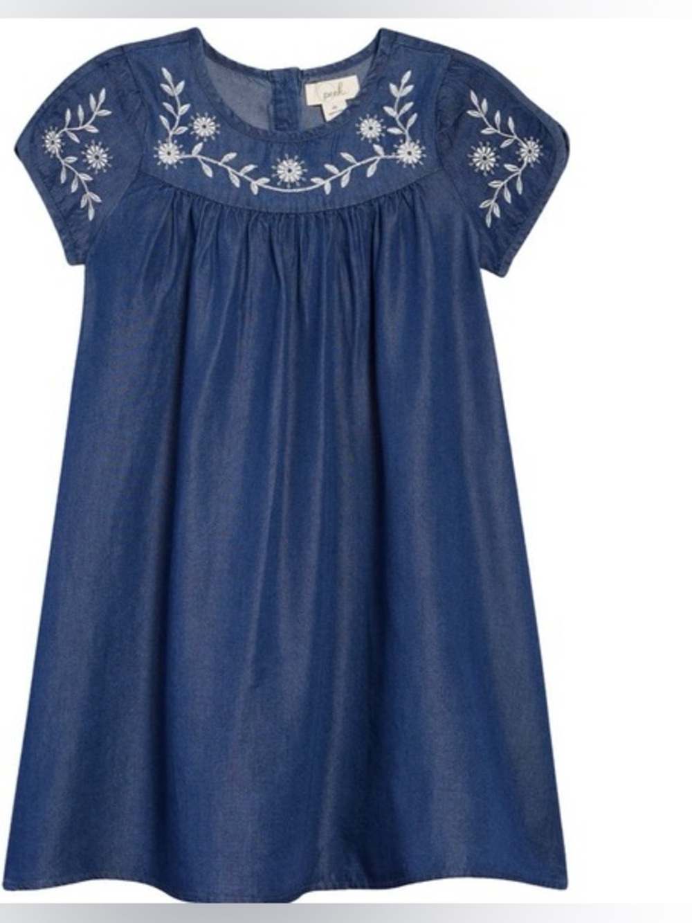 Peek Embroidered Chambray Dress